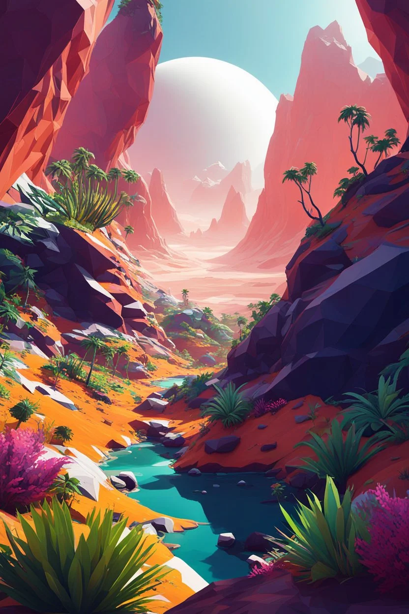 (((close midshot))), (((low poly art:2))), (astronaut), ultra detailed illustration of an environment on a dangerous:1.2 exotic planet with plants and wild (animals:1.5), (vast open world), astroneer inspired, highest quality, no lines, no outlines candid photography. by Lekrot