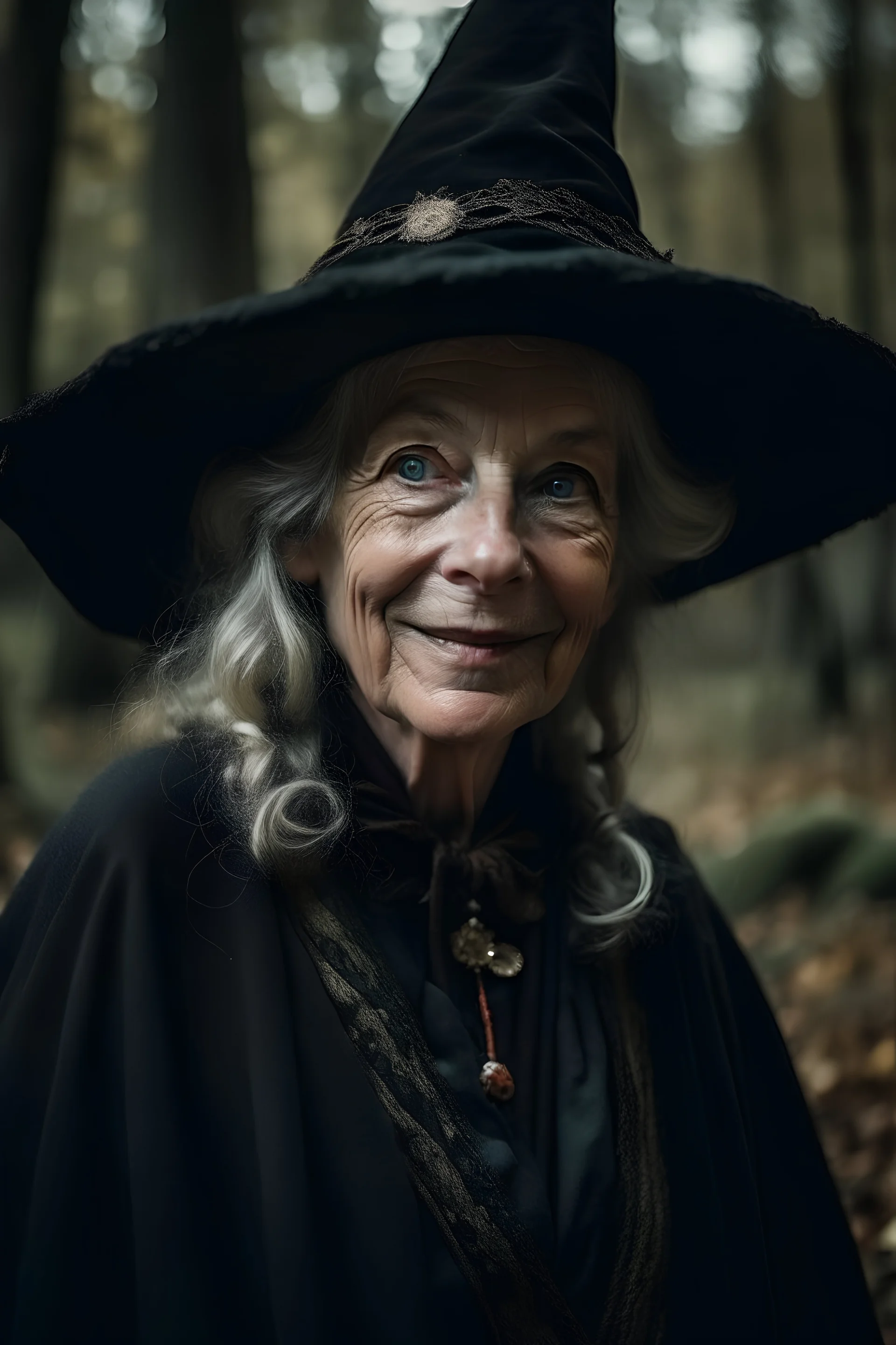 friendly mature witch lady in the woods