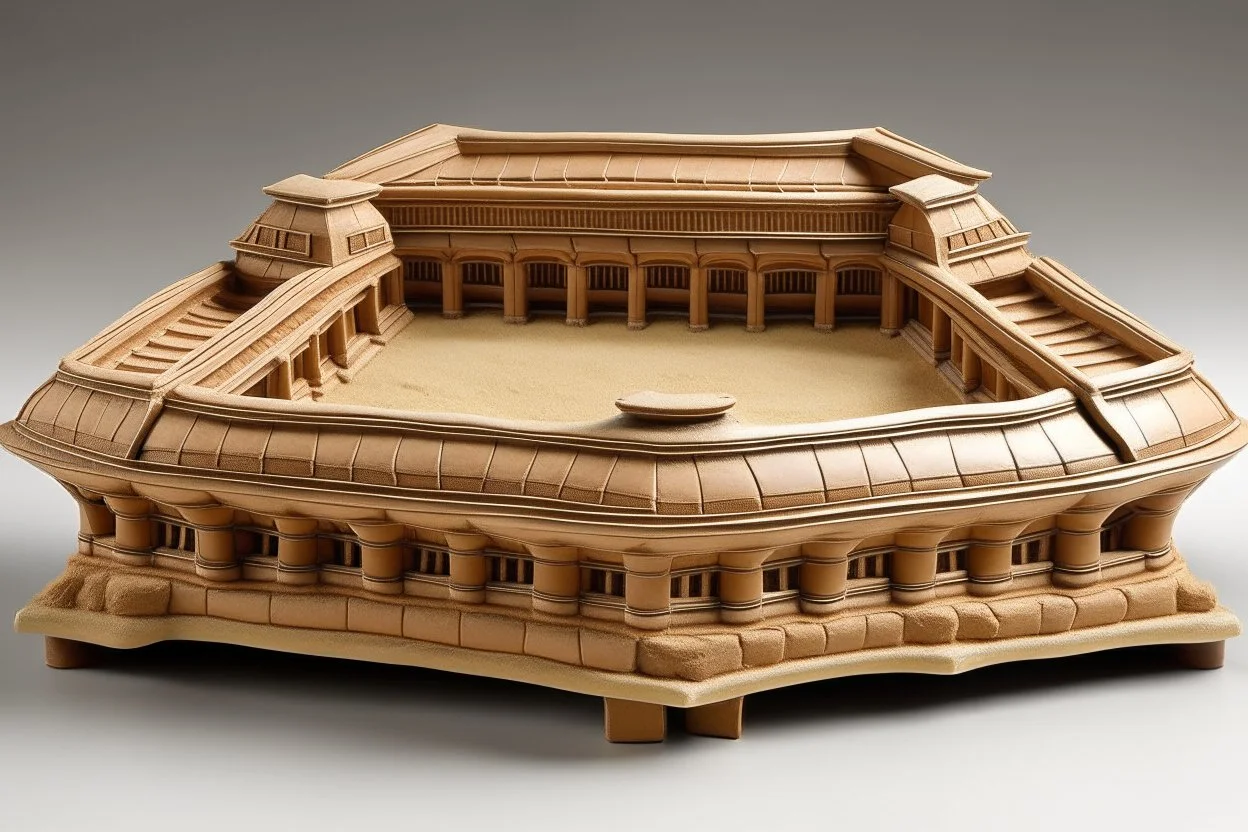 A light brown fighter's stadium designed in pottery