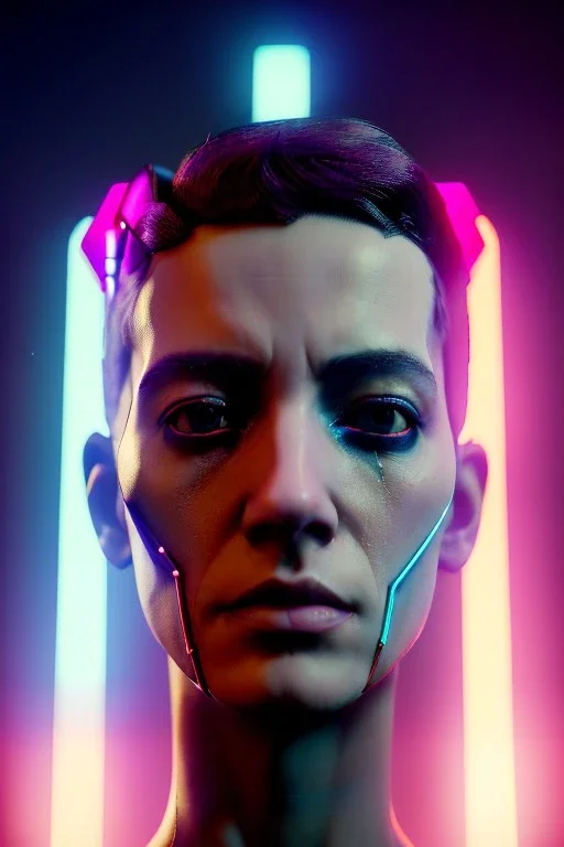 Cyberpunk portrait, British woman:: symmetry photography, cyberpunk, pink hair, face make-up, black line eye, light iris eye, :: kenzo fashion style, coat :: cinematic, Ultra realistic, dark scene, soft color, highly detailed, unreal engine 5, RTX, ultra detail, 3d, finely drawn, high definition.