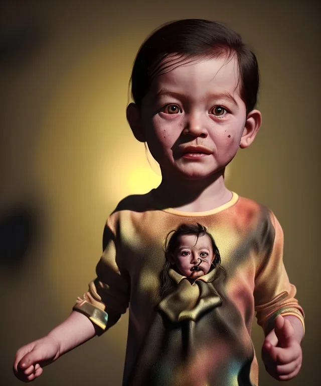 Salvador Dali toddler, full body, dramatic lighting, hyper realistic