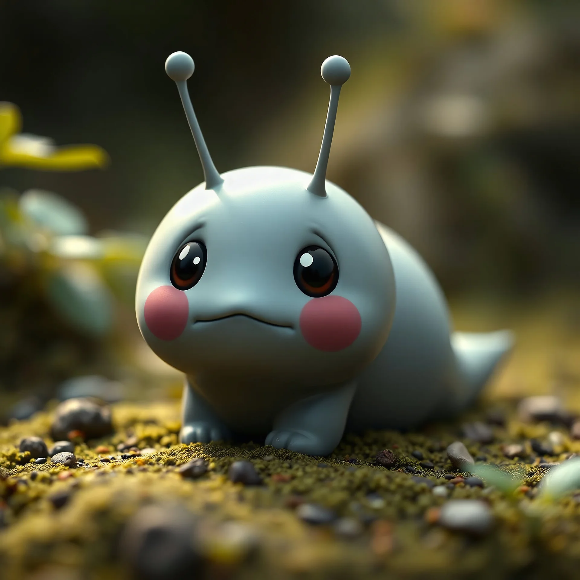 (masterpiece, best quality, 8k, RAW photo, beautiful and aesthetic:1.2), complex detail, Indirect light, photorealistic, (((full body))), cute gray cartoon pixar slug