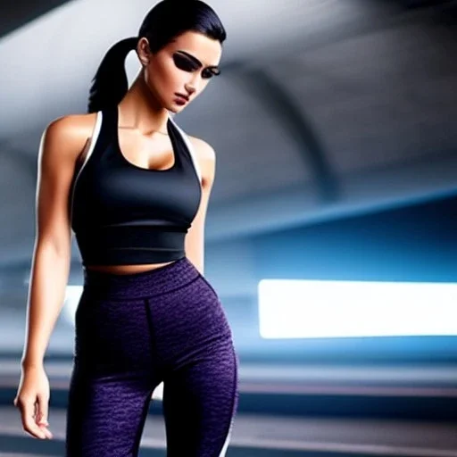 Cyberpunk Girl Wearing Leggings and a sports bra