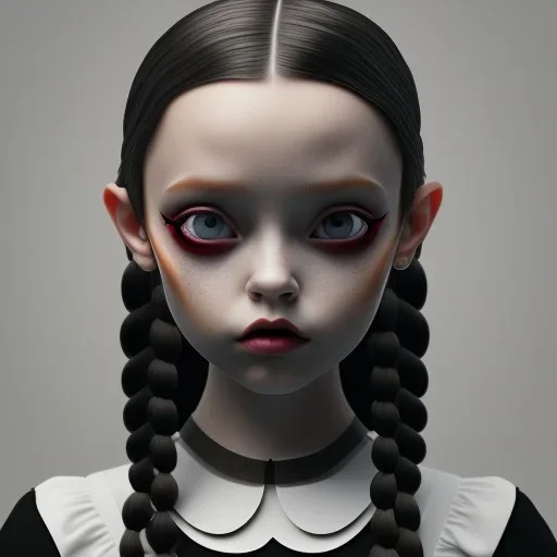 jenna ortega, wednesday addams hair style, make up, wednesday addams black dress, cinematic, wednesday style, hyper detail, 8k resulation