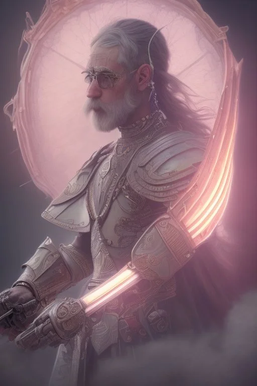 photorealistic warrior, hyperdetailed painting, luminism, Bar lighting, complex, purple mohawk, 4k resolution concept art, Artgerm, WLOP, Alphonse Mucha, 3d render, octane render, intricately detailed, cinematic, awesome full color, hand drawn, dark, gritty, cinematic, purple beard, wyvern