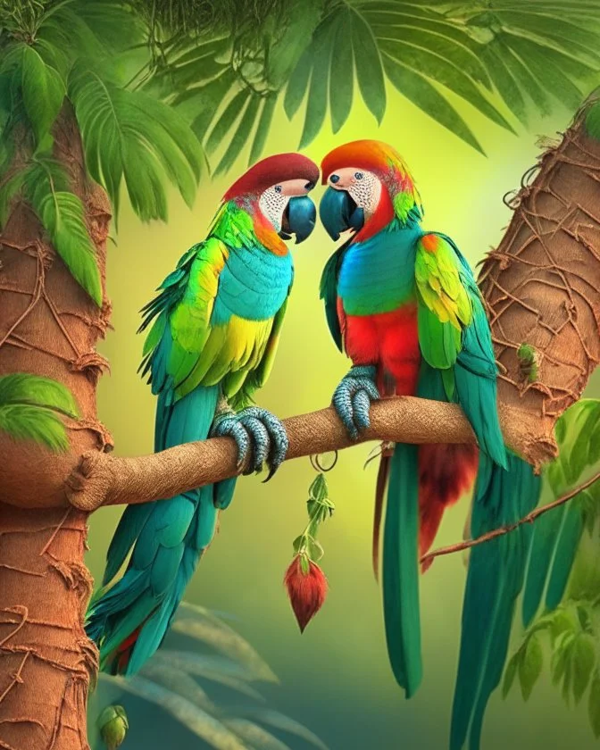 Parrot birds on the date tree