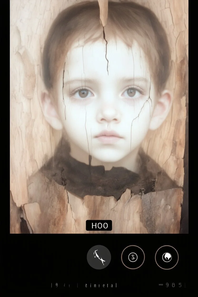 A face of a girl intricate bark-like textures distressed edges fragile parchment dark hues slime torn fractures ghostly paper effect abyssal backdrop eerie ethereal glow slime enigmatic dreamlike atmosphere hauntingly serene composition