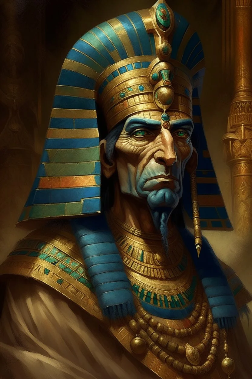 Busch painting style nightmare, an Egyptian king