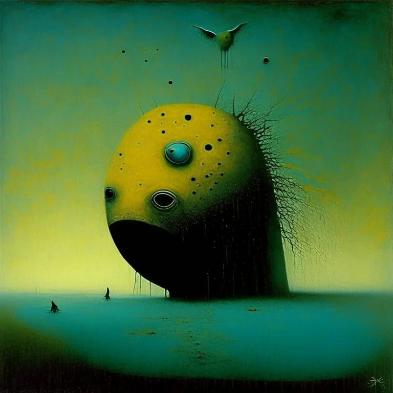 Style by Gabriel Pacheco and Joan Miro and Oskar Schlemmer, surreal abstract art, mewling amphibious evolutionary mistake, apotheosis of nightmare, surreal masterpiece, sharp focus, smooth, based on the imagery of Zdzislaw Beksinski