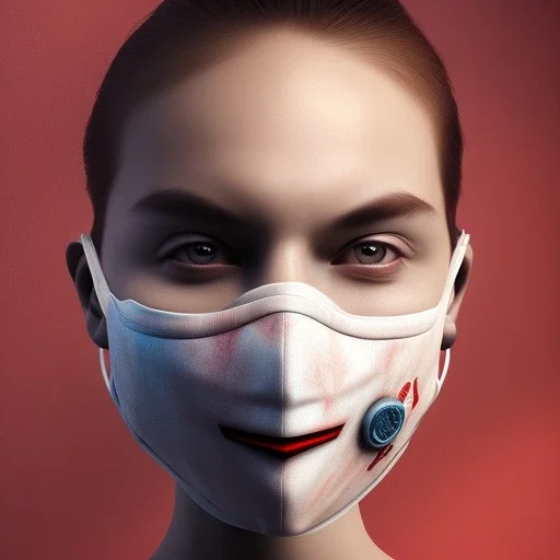 Mystery red meat face mask, dramatique, art background, dramatic lighting, volumetric lighting, hyperrealisme, 8k, high quality, lot of details, fit within portrait