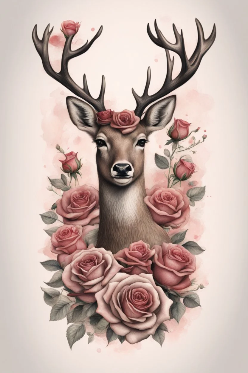 a deer and roses on the body
