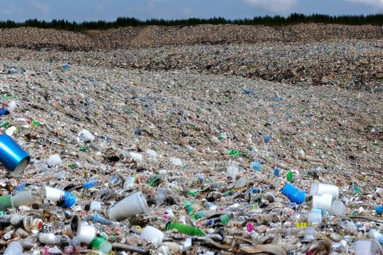 A photo of a landfill or waste disposal site to represent the issue of non-recyclable filters.