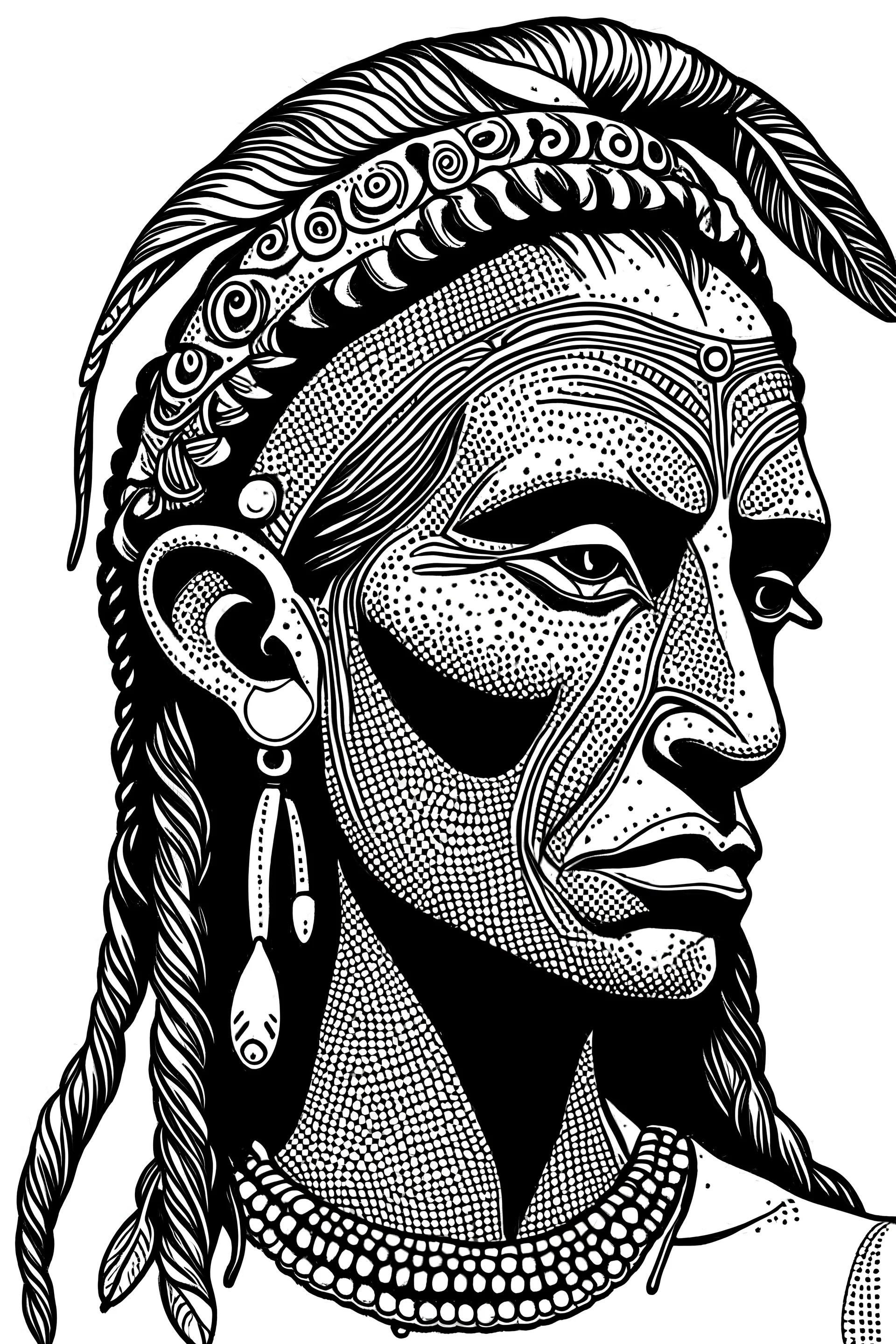 Outline art for taino chief Hatuey