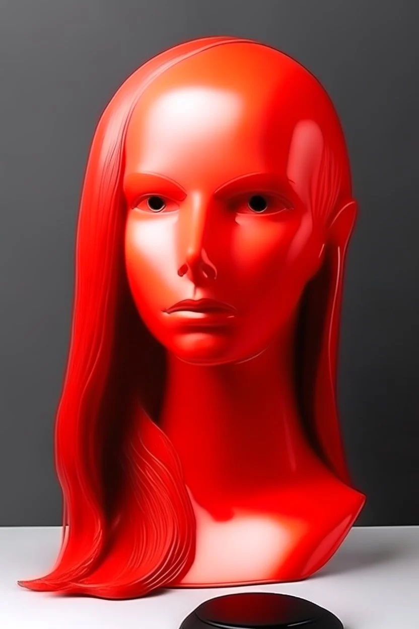 White rubber face with rubber effect in all face with red sponge rubber effect long hair