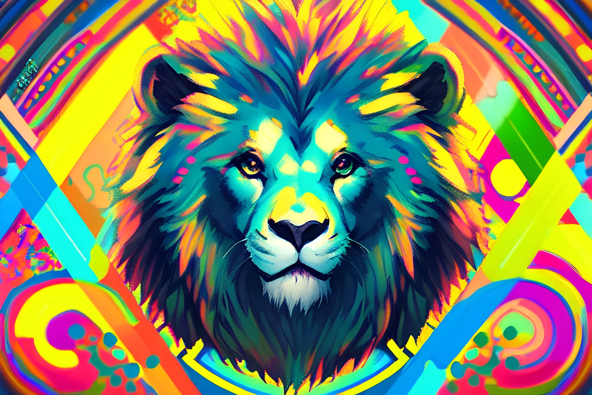 a happy lion, whole body, anthropomorphic, portrait, highly detailed, colorful, illustration, smooth and clean vector curves, no jagged lines, vector art, smooth