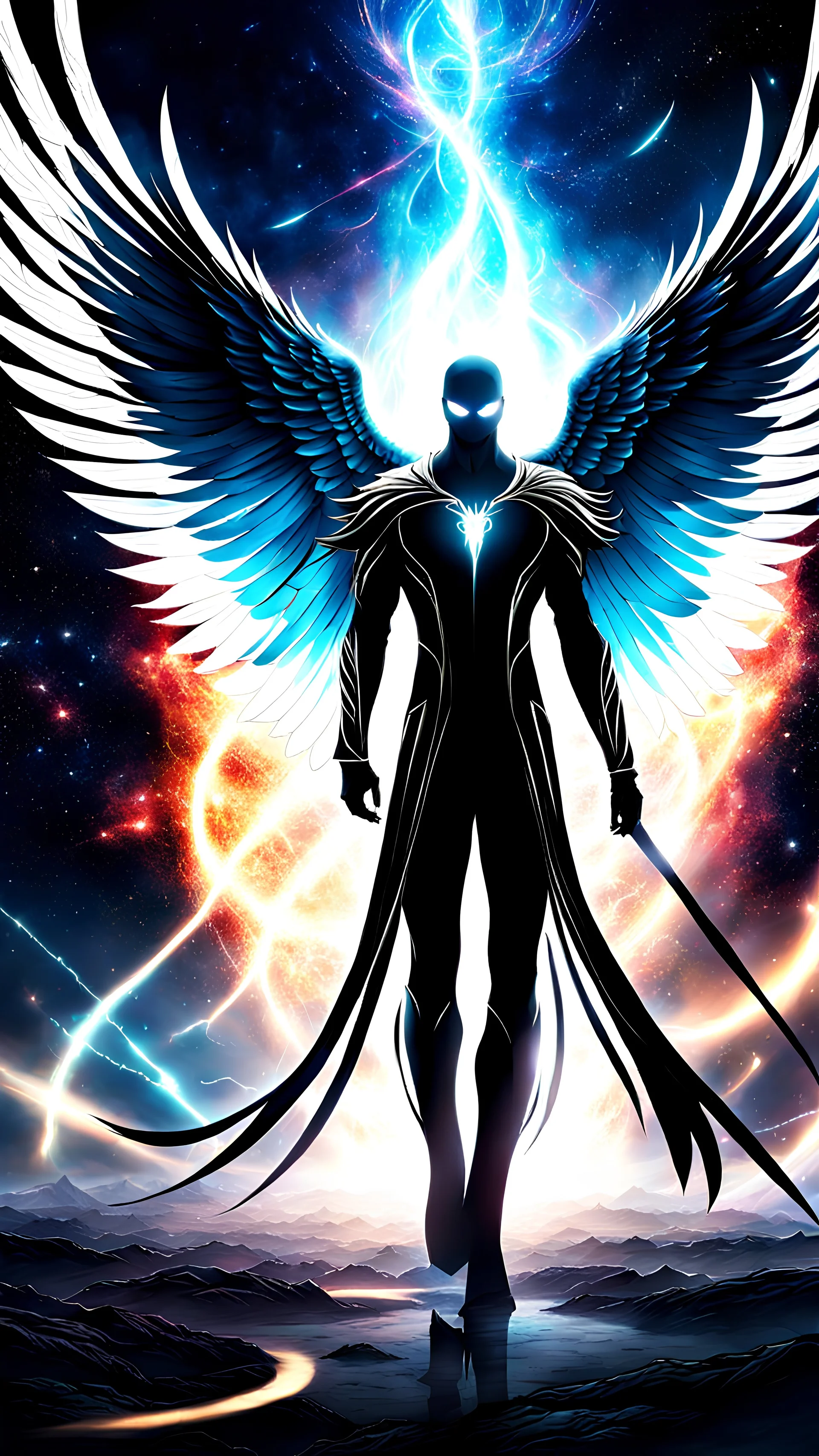 Gorgeous digital artwork. To merge Slender Man with Angel. Very strong and agile with his wings, the Cosmic Feng stands his ground. Chicken in the Chaos God Realm