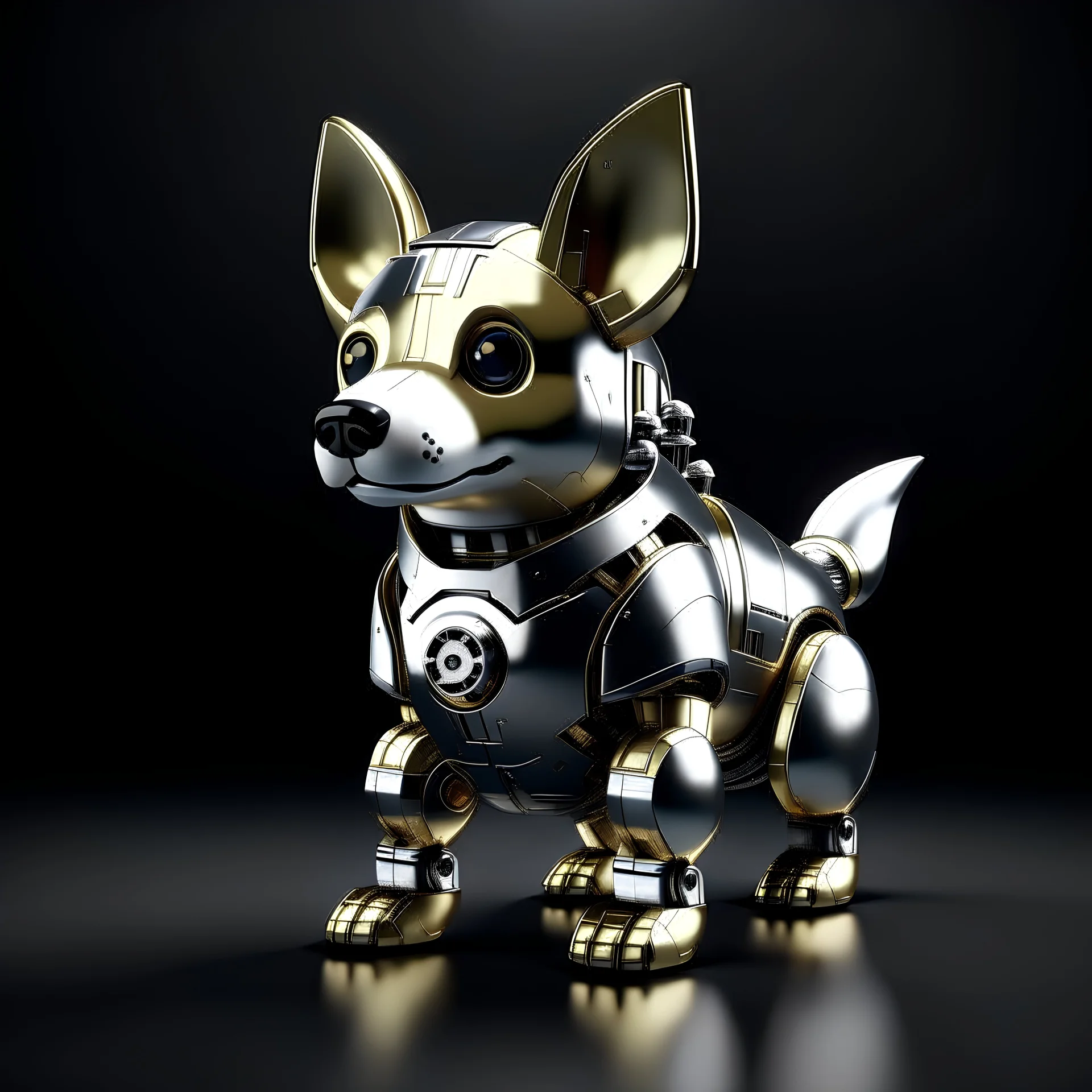 A metallic corgi android