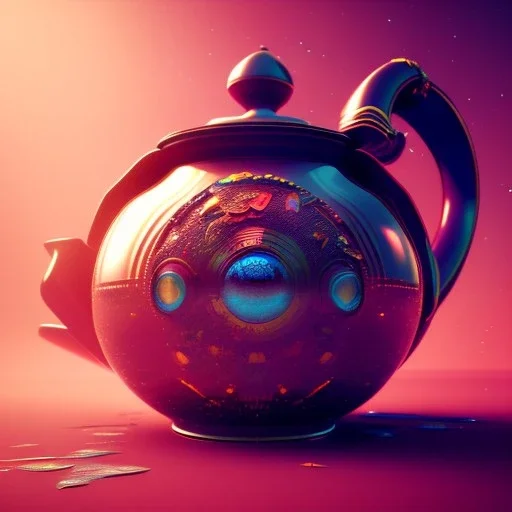 surrealism, art by Jerico Santander, glitch art, The Teapot, octane render, redshift render,ambient lighting