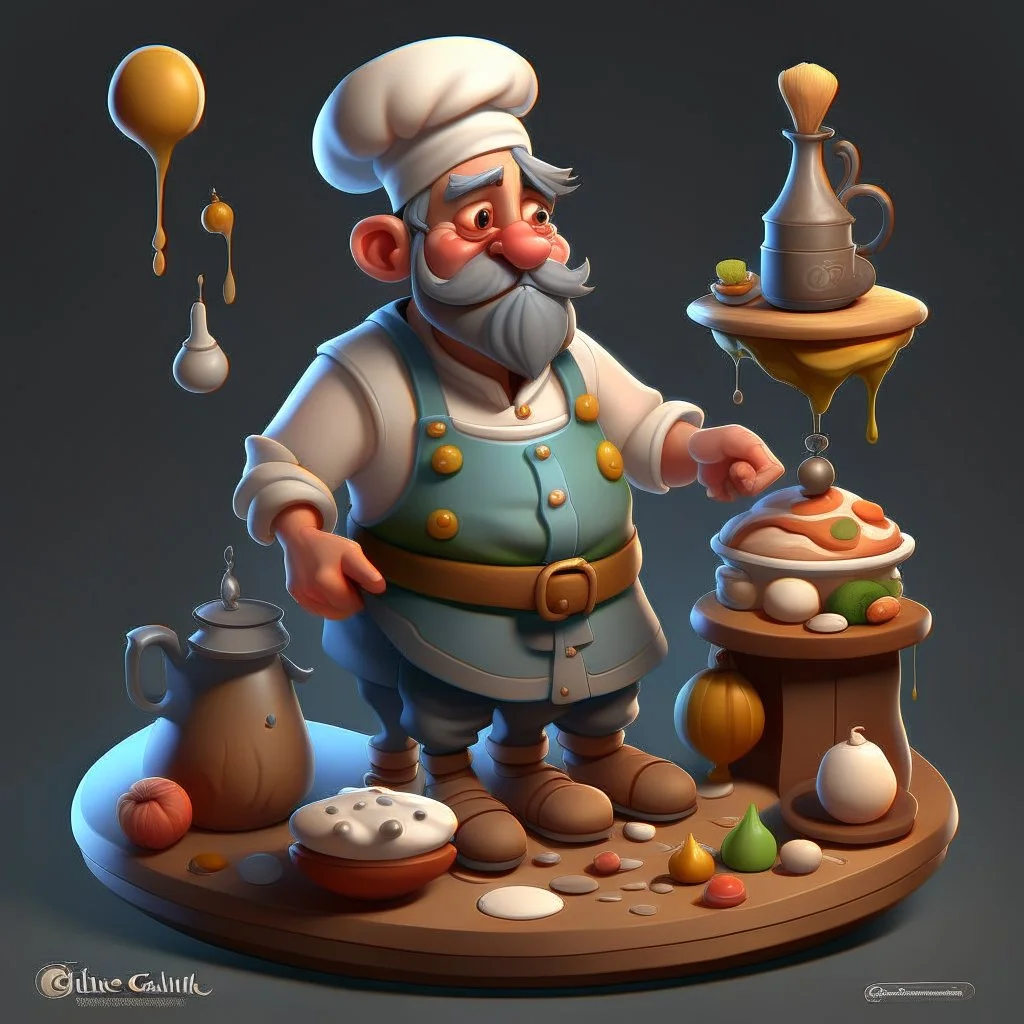 a cartoon character in his 30s confectioner , an ultrafine detailed painting by senior character artist, featured on polycount, sots art, artstation hd, 2d game art, behance hd