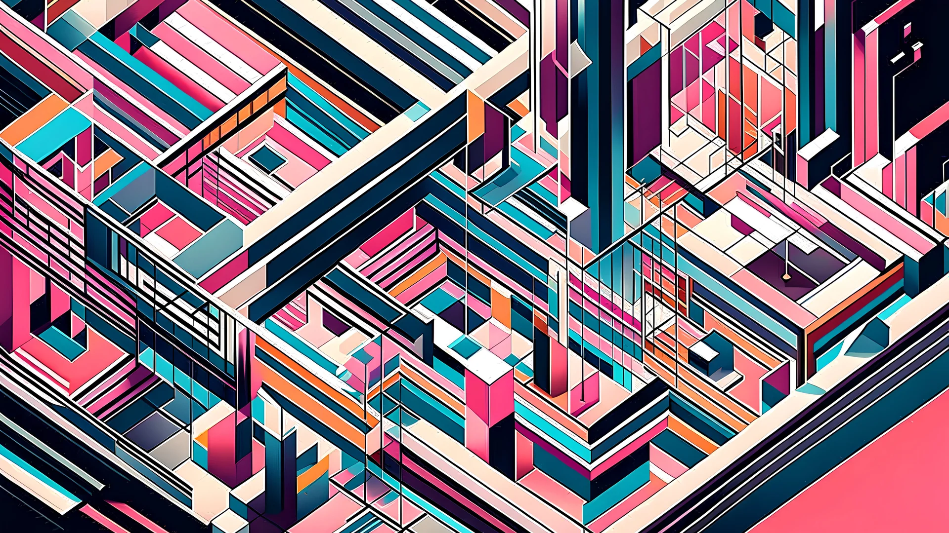 A dynamic fusion of minimalist aesthetics converges with high fashion, entwined in the rhythmic dance of graphic design. This visual symphony unfolds in a dynamic art deco panorama, where isometric styles interlace, creating an avant-garde tapestry that defies conventional boundaries.