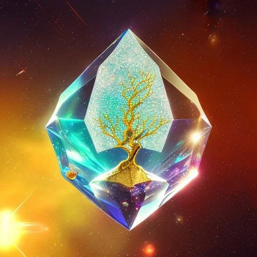  hedjuk,Tree of Life, crystal city crystalline in the sky, renderin, room, cosmic, opalescent, 100mm, opalescent, gemstones, crystals, object, other worldly,water, cristal rock ,bright, ice backg