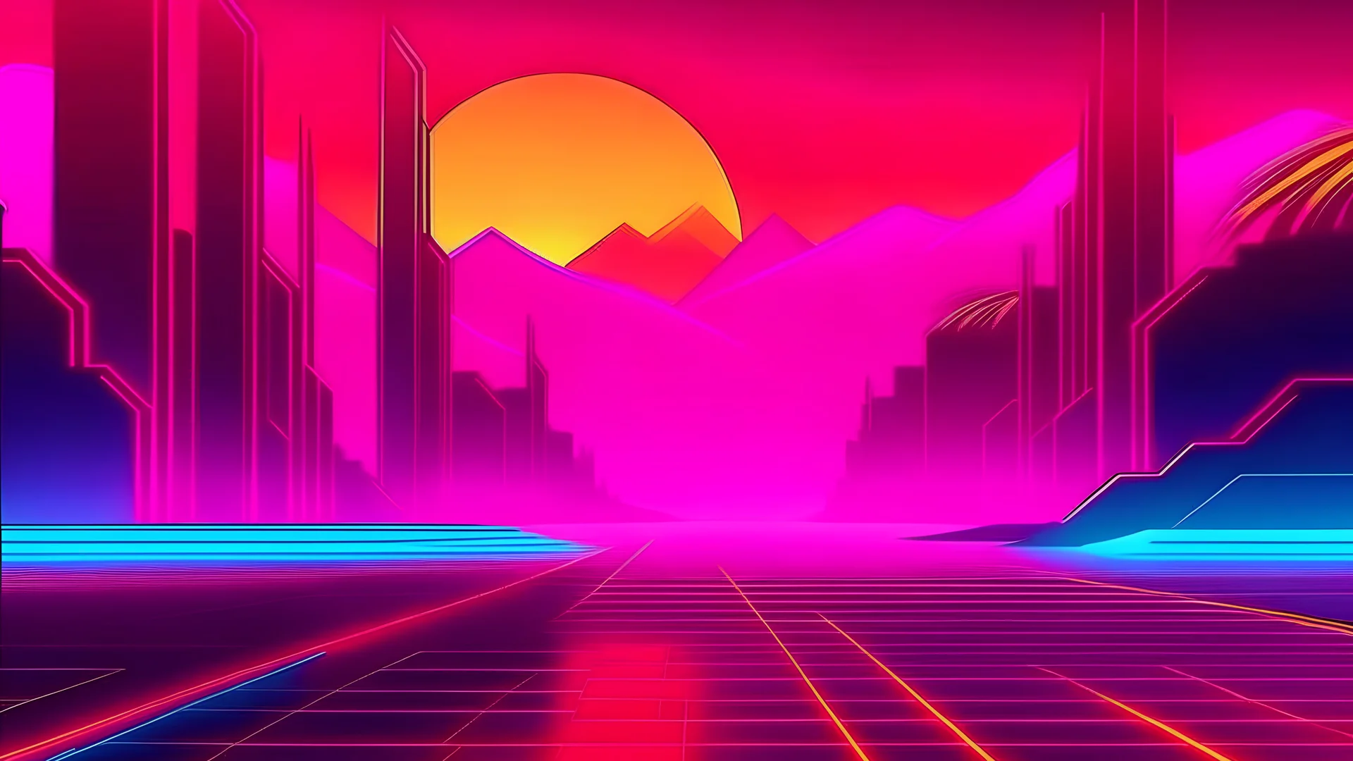 Pochette d'album pour de la musique synthwave simple et coloré