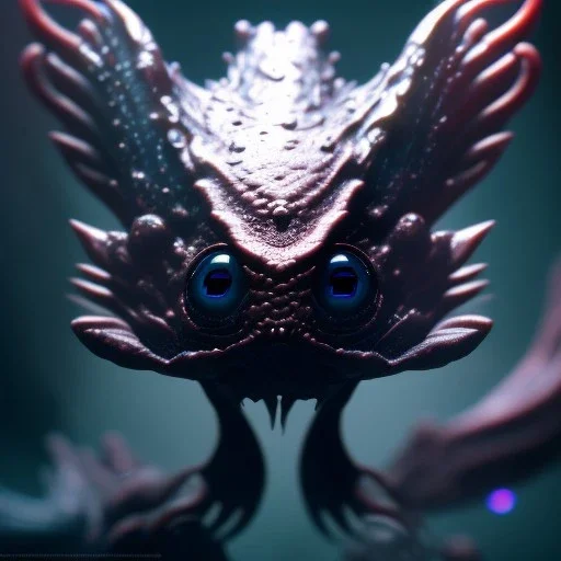 Cute fluid ink creature, big black eyes, unreal engine 5, 8k resolution, photorealistic, ultra detailed