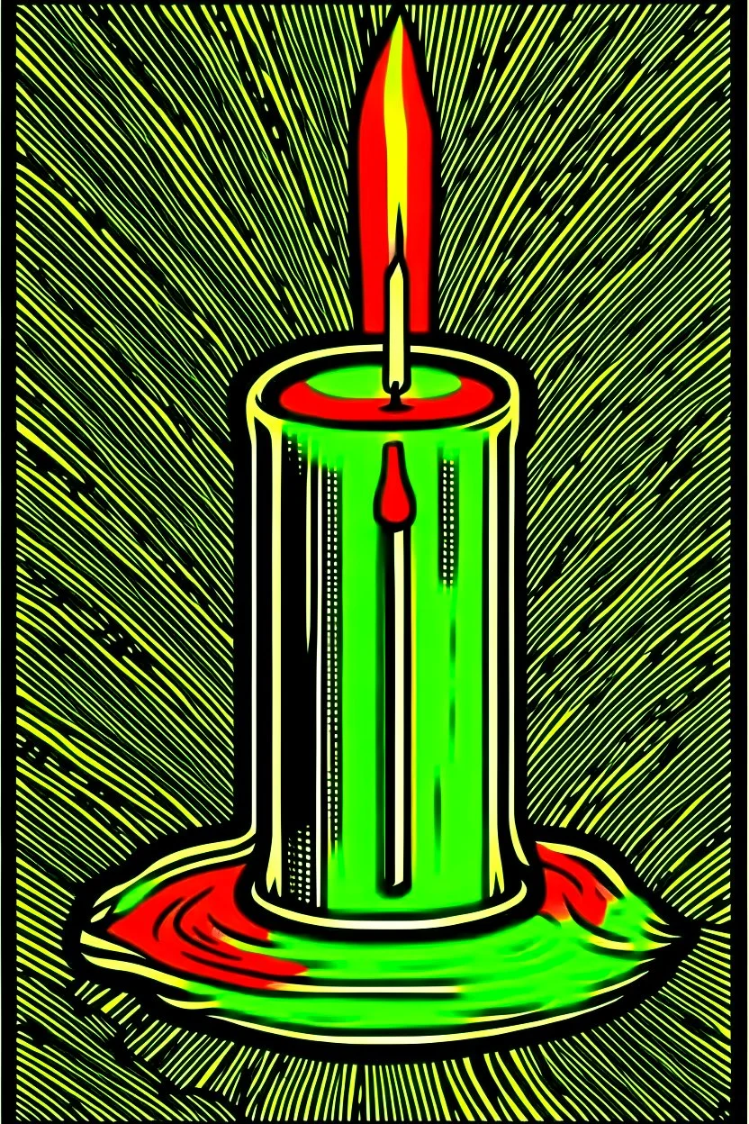 Vintage pop art style, unlight candle