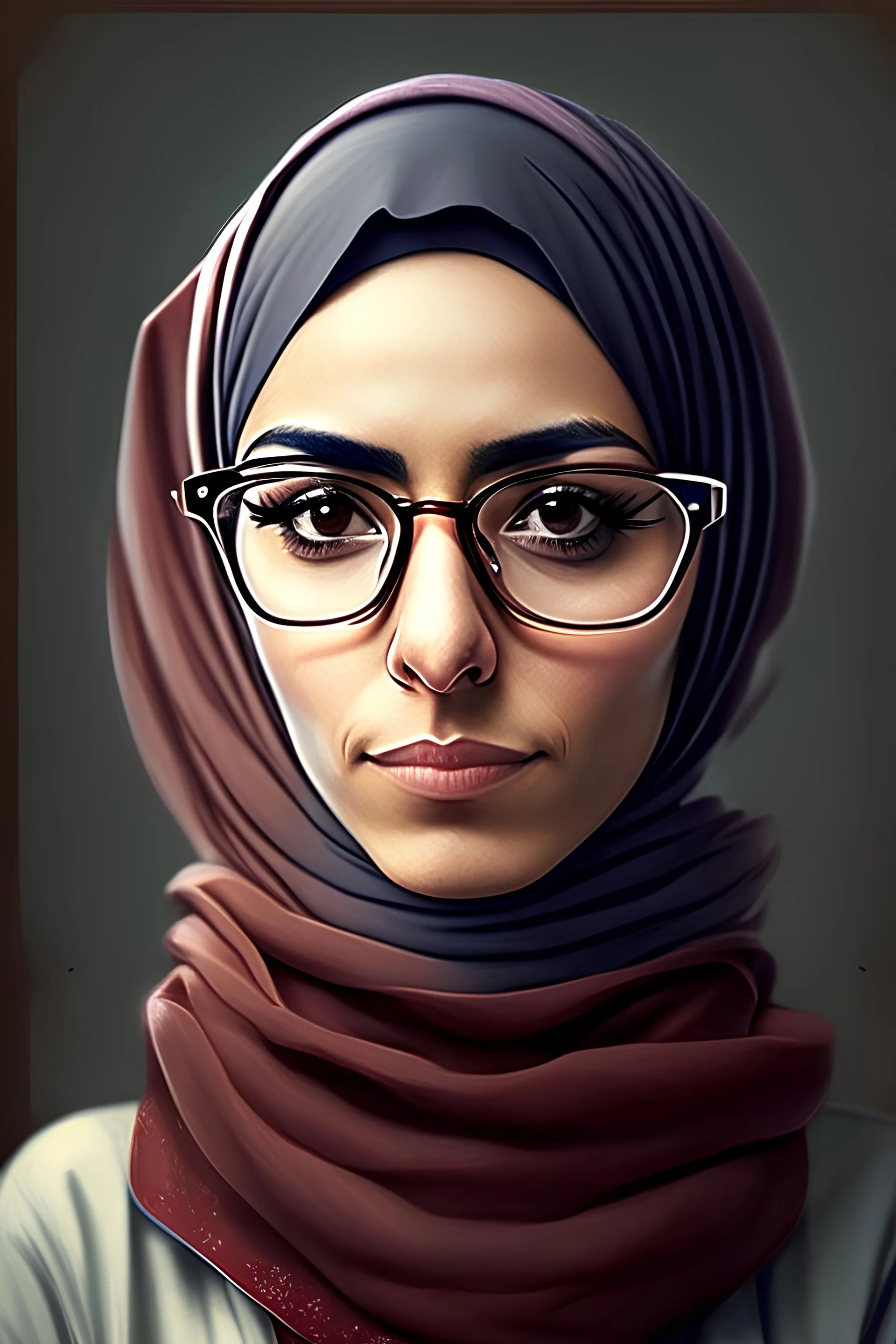 buatlah gambar seorang guru memakai hijab berkacamata