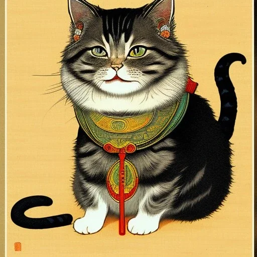 Ukiyo-e Style ,cute cat