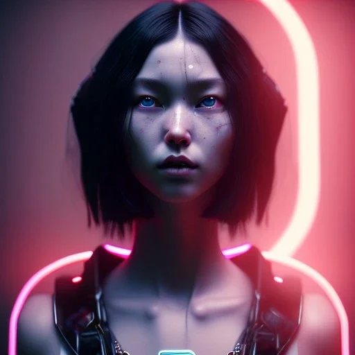 Short long black hair Woman, samurai, cyberpunk, neon, highly detailed, art stations, concept art, smooth, unreal engine 5, god rays, ray tracing, RTX, nanite polygons, lumen lighting, ultra detail, volumetric lighting, 3d, finely drawn, high definition, high resolution, gradient background