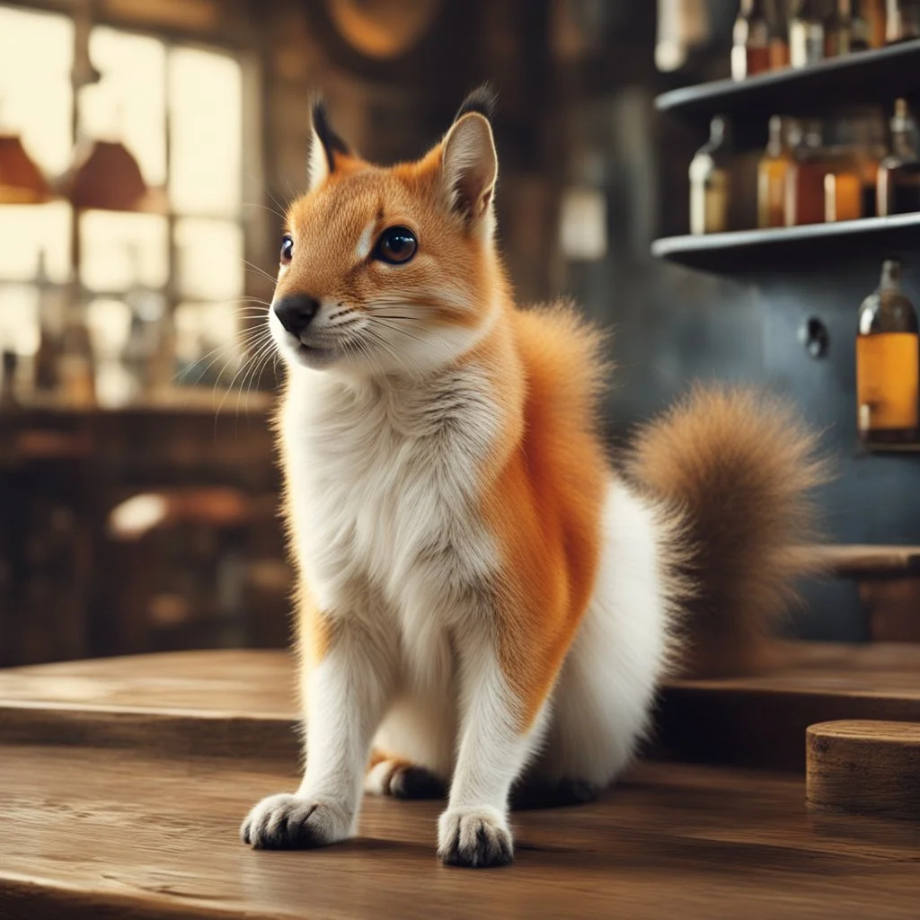 the squirrel: So this really stupid cat and fox walk into a bar... [Humorous, quirky avant garde, futuristic neo-dada]