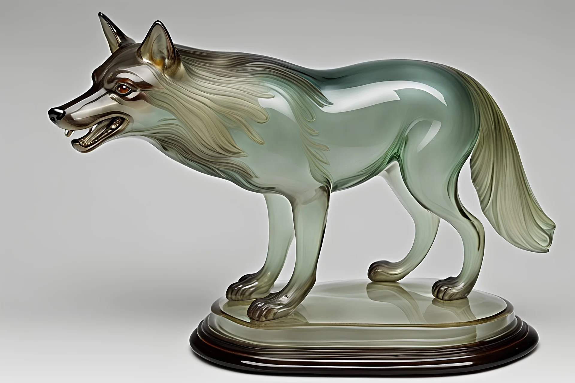 a blown glass wolf, early 20th century Art Deco. Elegant and intricate detailing super realistic