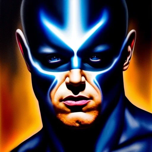 Ultra detailed fullbody Portrait in oil on canvas of Black Bolt,intense stare,extremely detailed digital painting, extremely detailed face,crystal clear Big eyes, mystical colors ,perfectly centered image, perfect composition, rim light, beautiful lighting,masterpiece,8k, stunning scene, raytracing, anatomically correct, in the style of robert e howard and Ken Kelley and Ohrai Noriyoshi and Simon Bisley and tomzj1