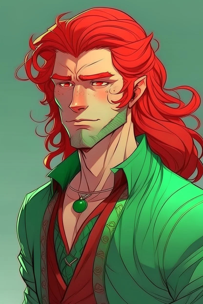 red and green haired nereid male dnd