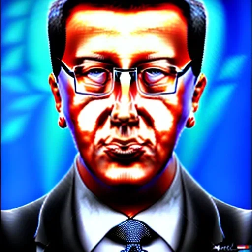 a painting of Aleksandar Vucic, big lips, highly detailed