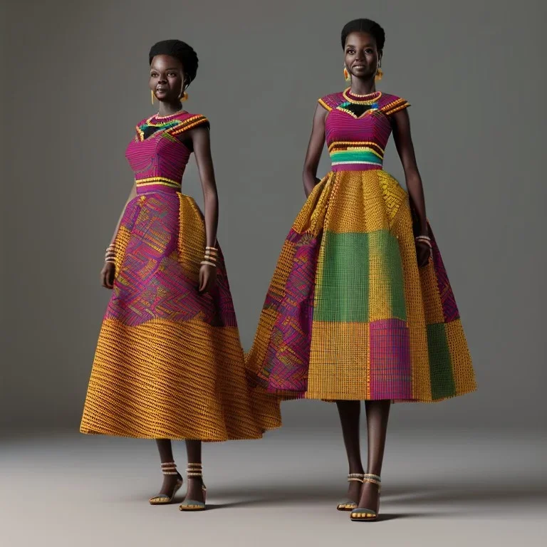 kente african bride model, full body, cinema 4d, octane render, high detail