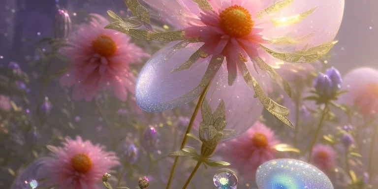 one big crystal subtle flower in a galactic ambiance with a beautiful fairy, transparent petals, delicate colors, in the foreground, full of details, smooth，soft light atmosphere, light effect，vaporwave colorful, concept art, smooth, extremely sharp detail, finely tuned detail, ultra high definition, 8 k, unreal engine 5, ultra sharp focus