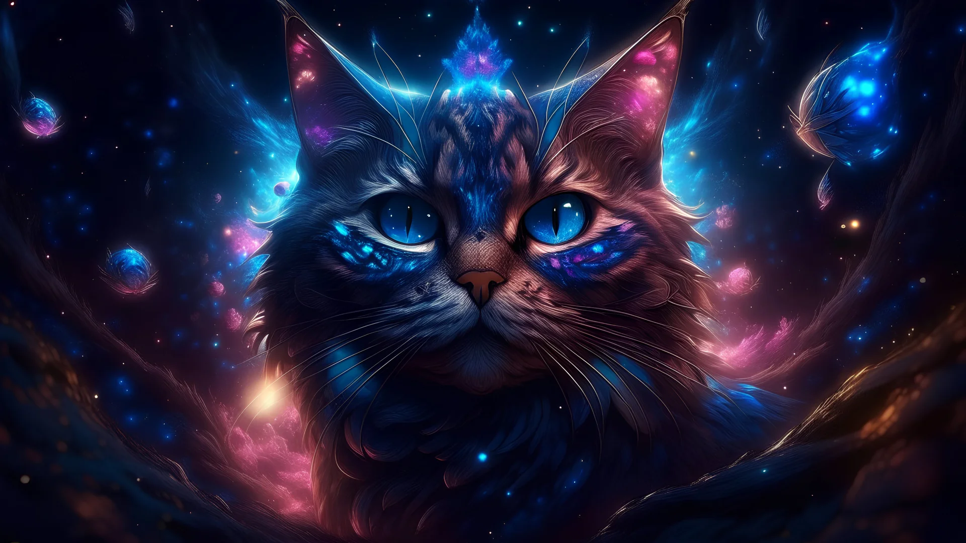 Magical catfishgod in space. nebula , Flying Petals, Sparks, Lightning,, Portrait Photography, Fantasy Background, Intricate Patterns, Ultra Detailed, Luminous, Radiance, Ultra Realism, Complex Details, Intricate Details, 16k, HDR, High Quality, Trending On Artstation, Sharp Focus, Studio Photo, Intricate Details, Highly Detailed, hearts. colorful