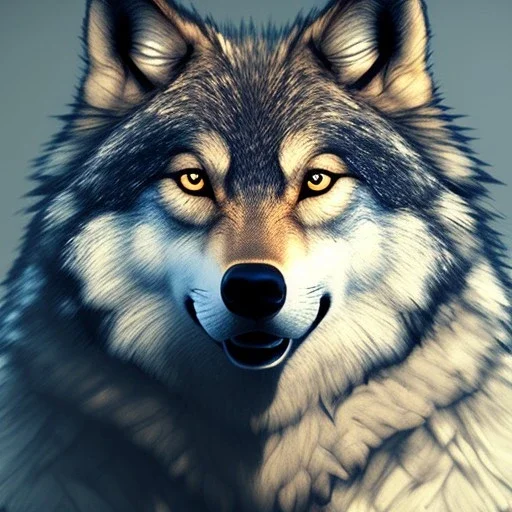 wolf, blue, masterpiece, expert, 8K, hyperrealism, sharp focus, cinematic lighting