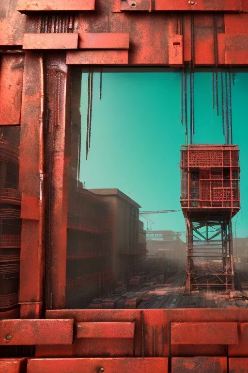 futuristic pinhole camera in Kente, rusted clocks lens, cinematic, scaffolding, cyberpunk, 8k quality