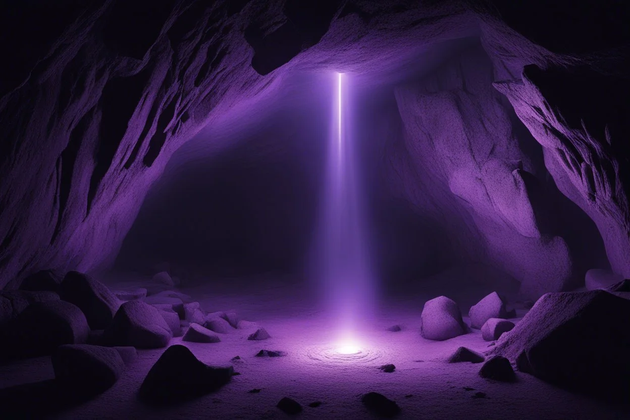 тёмному камню в центре пещеры, подсвеченной зловещим лиловым светом