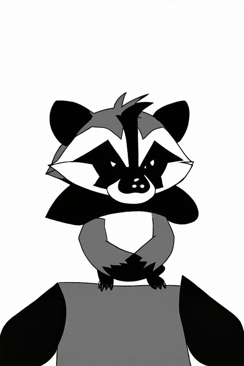 A cheeky raccoon, streetwear, attitude,white background, 2d animation Drawing