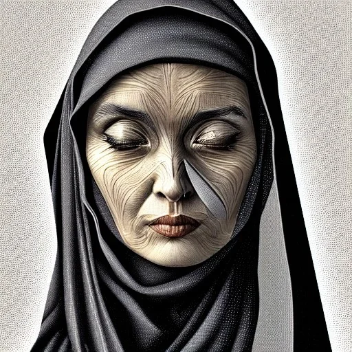 Cloaked woman, portrait, highly detailed, close up