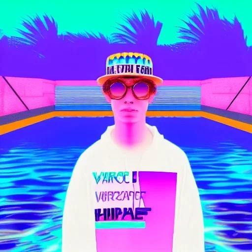 Vaporwave pool person