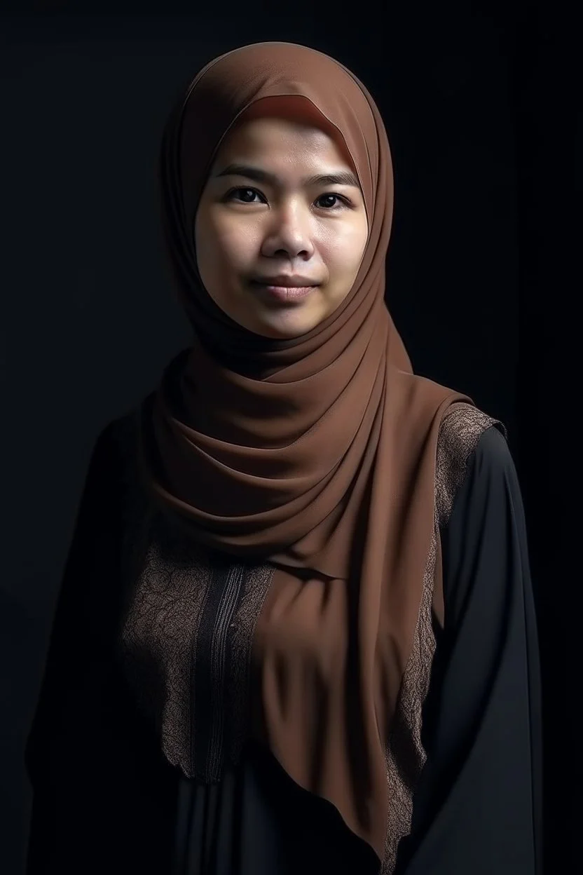 a muslim woman, fair skin, Malay race, standing posture