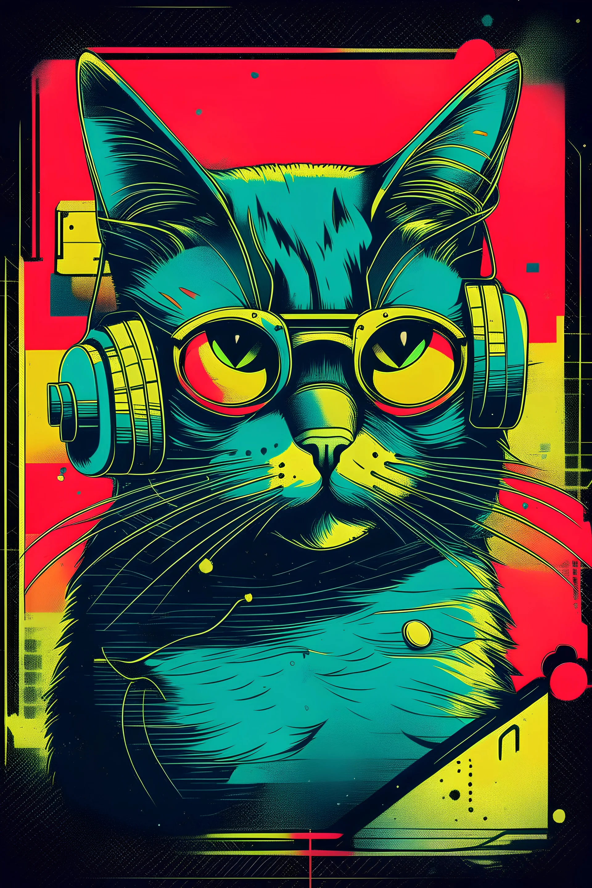 Creating a drawing of a "Cat Daddy Vintage Eighties Style Cat Retro Distressed" sounds like a funky and fun idea! To get that vintage eighties vibe, you might want to incorporate bold, vibrant colors, geometric shapes, and perhaps elements like cassette tapes, neon lights, or retro patterns. For the cat itself, you could consider giving it exaggerated features like big, expressive eyes or an oversized collar, and add distressed elements like faded colors or rough textures to give it that retro,