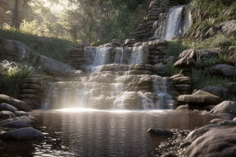 Waterfalls and rocks