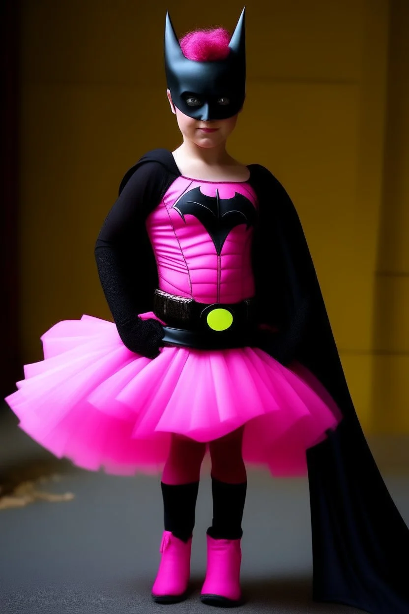 batman wearing a bright pink tutu