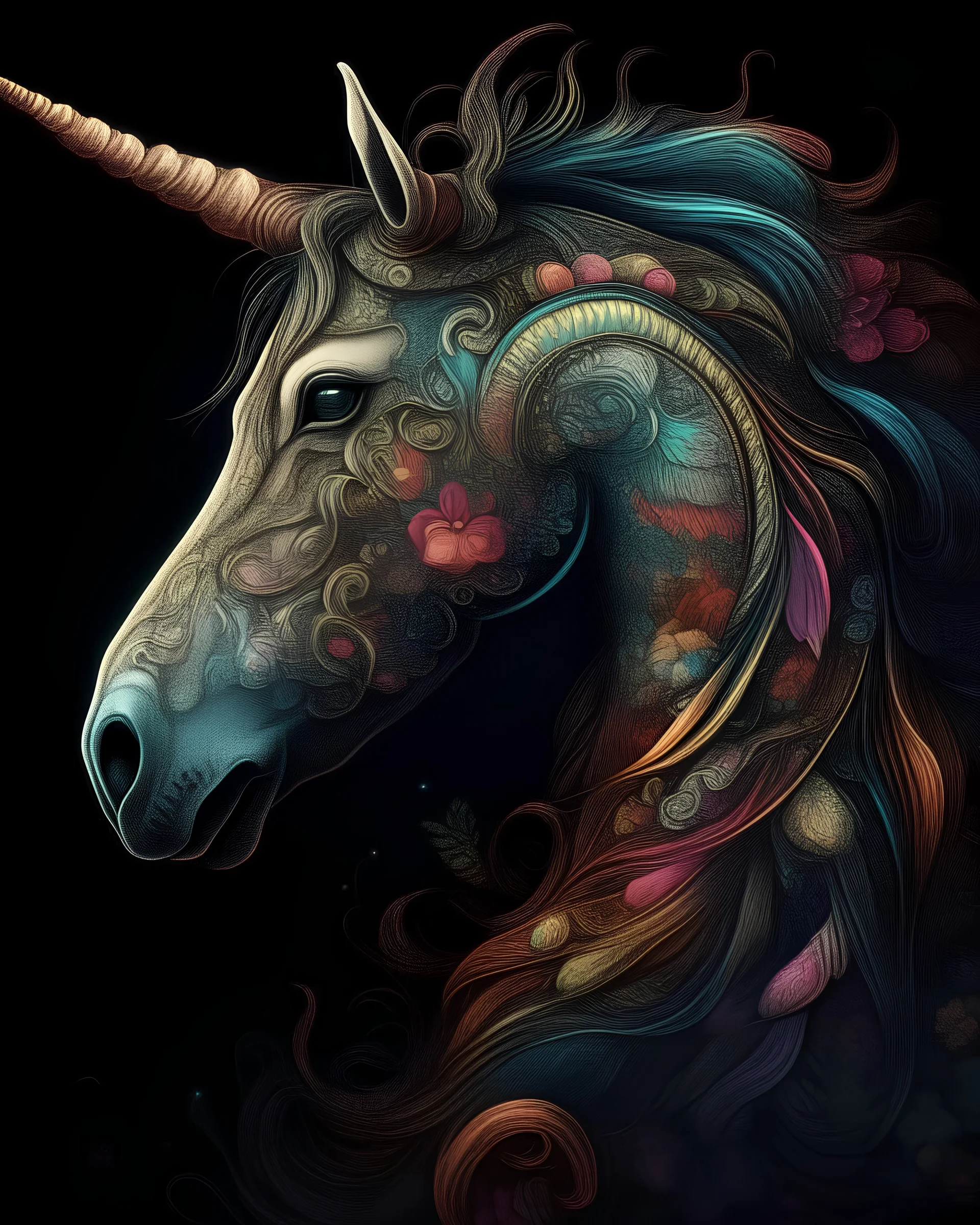 Beautyfull unicorn highly detailed designs. Apply HDR techniques to enhance the vibrancy and depth of the patterns. --v 5.2